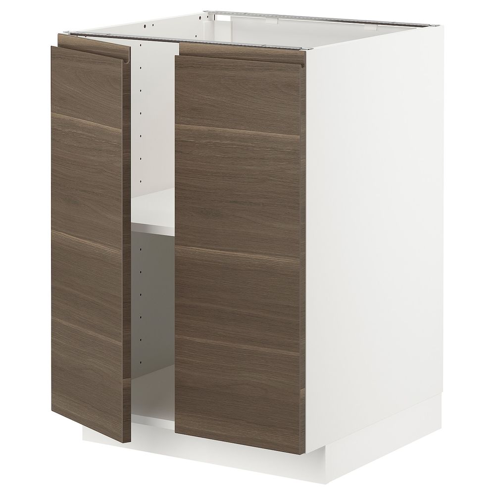 Напольный шкаф с полками/2двери, белый/Воксторп под грецкий орех 60x60 см IKEA METOD МЕТОД 093.001.84 - схема-чертеж с размерами