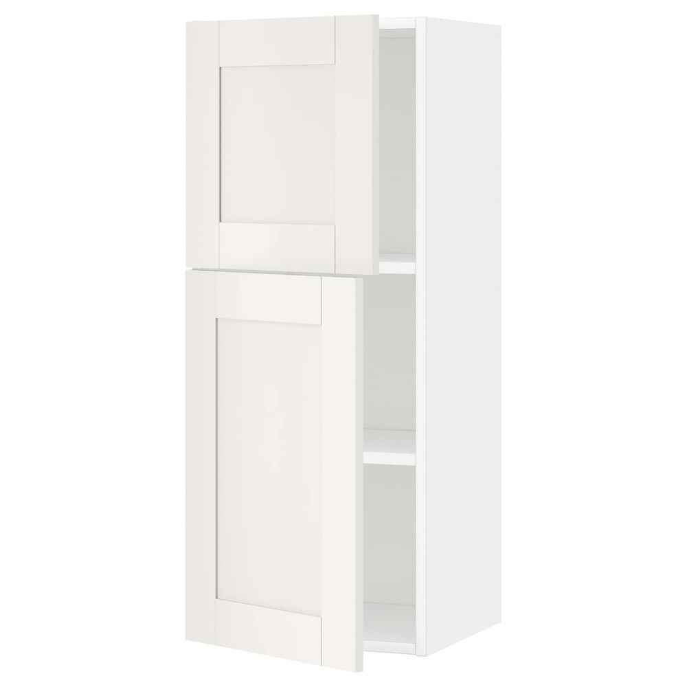 Навесной шкаф с полками/2дверцы, белый/Сэведаль белый 40x100 см IKEA METOD МЕТОД 294.472.79 - фото 1