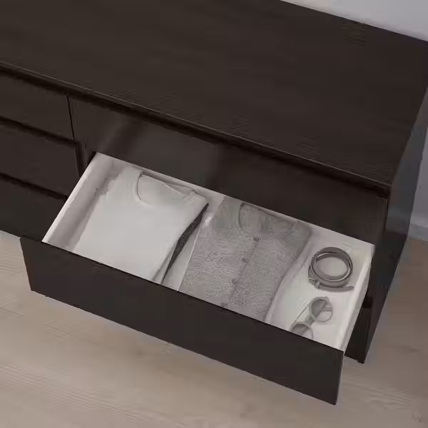 KULLEN Комод с 6 ящиками - черно-коричневый 140x40x72 см - фото 3