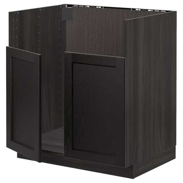 Шкаф для двойной мойки БРЕДШЁН, черный/Лерхюттан черная морилка 80x60 см IKEA МЕТОД 692.993.28 - схема-чертеж с размерами