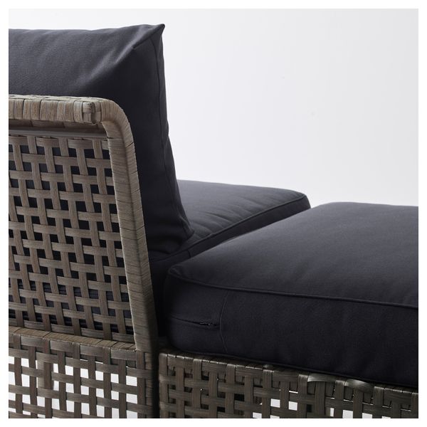 Садовый угловой диван 2+3, табурет КУНГСХОЛЬМЕН / КУНГСЭ, черно-коричневый (328/142x80x73 см) - фото 5