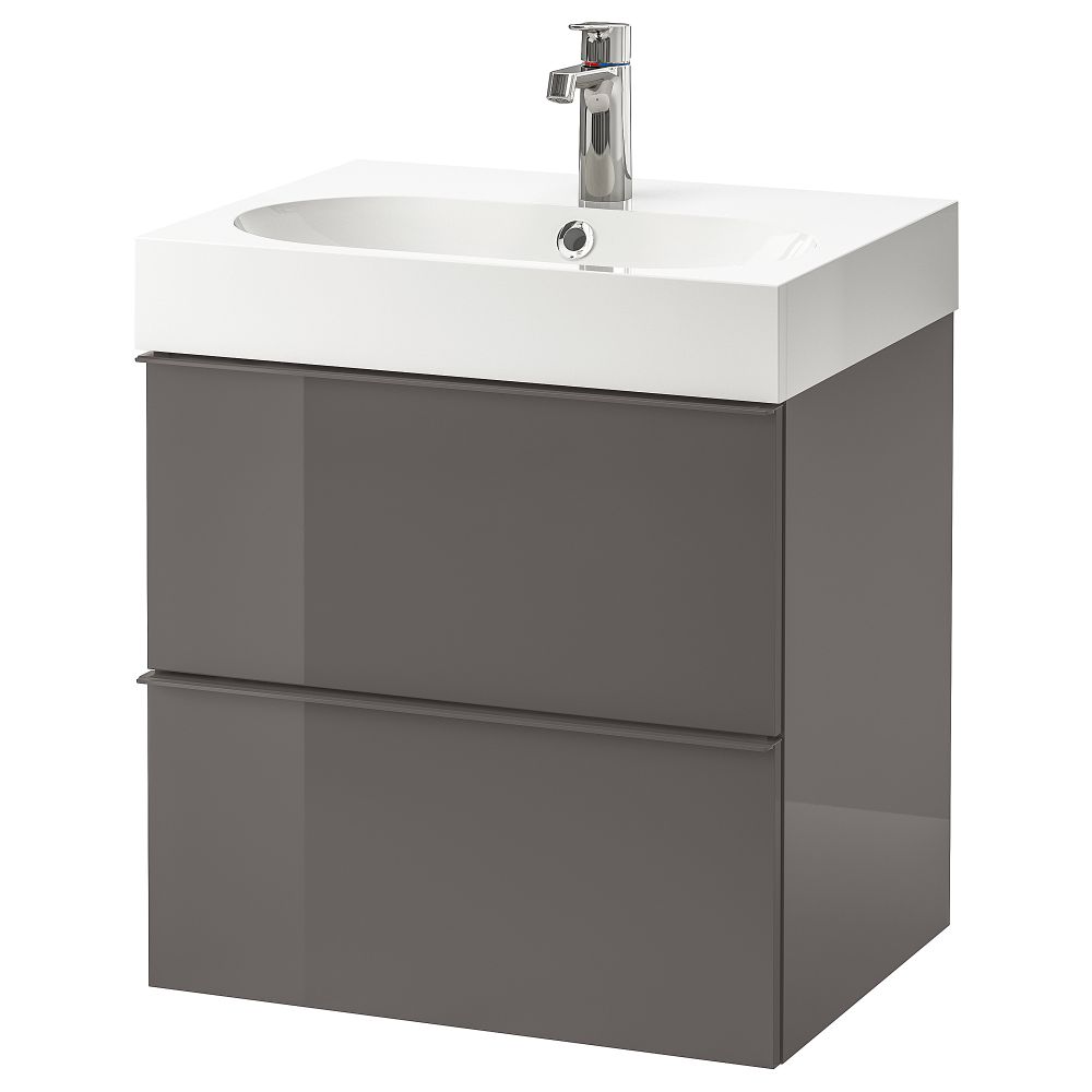 Шкаф для раковины с 2 ящиками, 61x49x68 cm IKEA BRÅVIKEN БРОВИКЕН, GODMORGON ГОДМОРГОН 692.923.41 - фото 1