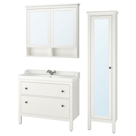 Комплект мебели для ванной, 5 предмета, 102 см, белый, РУНШЕР смеситель IKEA HEMNES ХЕМНЭС, RÄTTVIKEN РЭТТВИКЕН 693.044.43