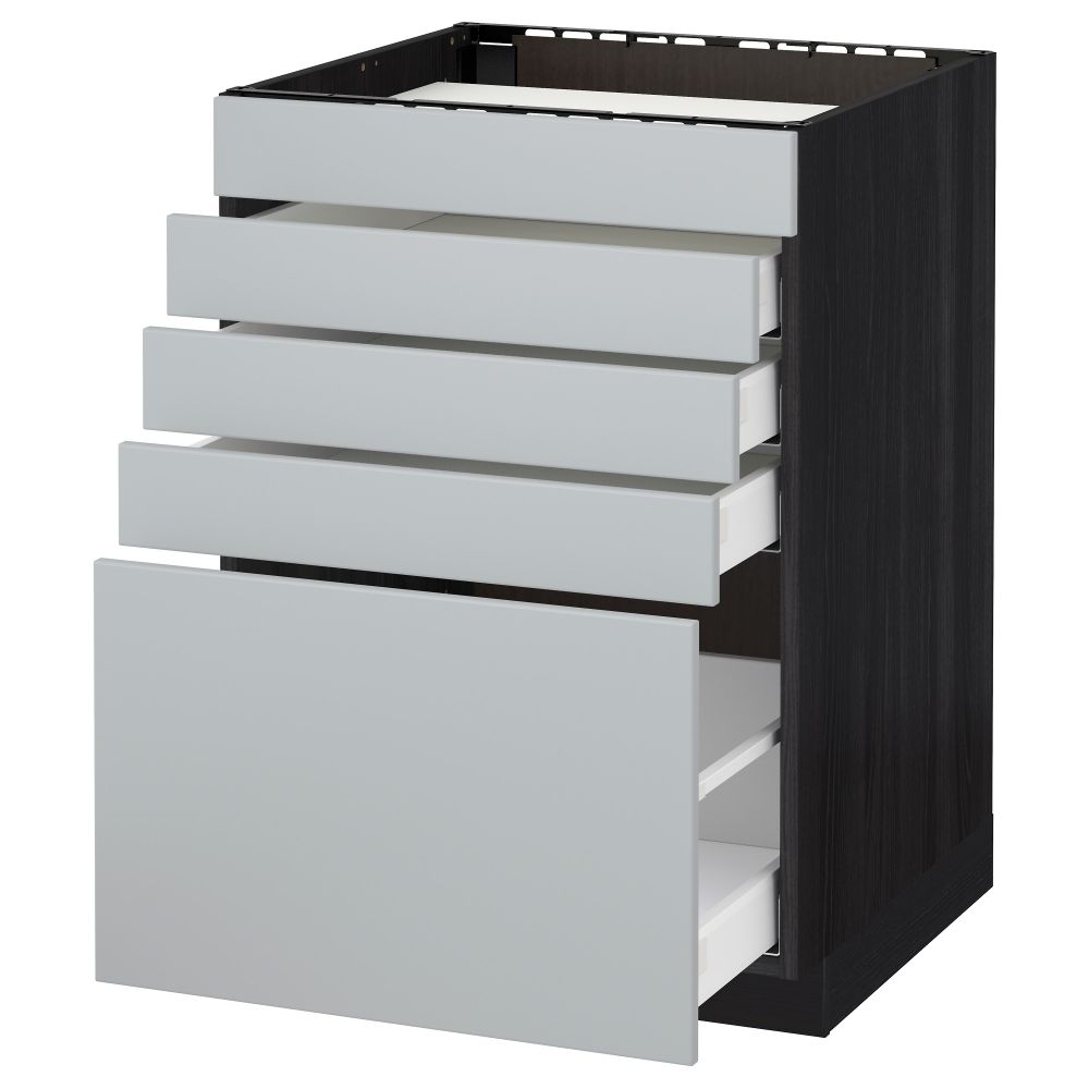 Напольный шкаф для варочной панели, 5 фасадов, 4 ящиков МЕТОД / МАКСИМЕРА, черный, Веддинге серый - схема-чертеж с размерами