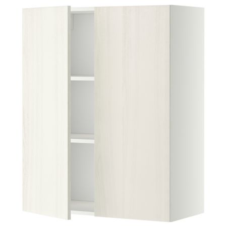 Навесной шкаф с полками, 2 дверцы МЕТОД, белый, Росдаль белый