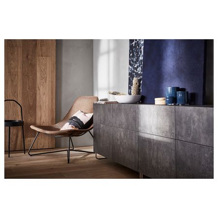 Комбинация для хранения с дверцами/ящ, черно-коричневый КЭЛЛЬВИКЕН/СУЛАРП/темно-серый под бетон 120x40x74 см IKEA BESTÅ БЕСТО