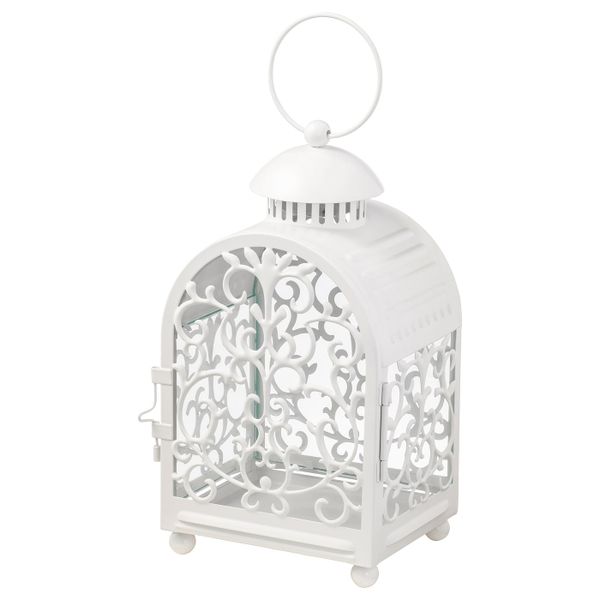 Фонарь для свечи в металической пдствк, для дома, улицы белый 26 см IKEA GOTTGÖRA ГОТТГЁРА 303.716.74 - фото 1