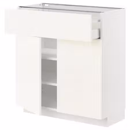 METOD / MAXIMERA Напольный шкаф с ящиком/2дверцами - белый/Vallstena белый 80x37 см