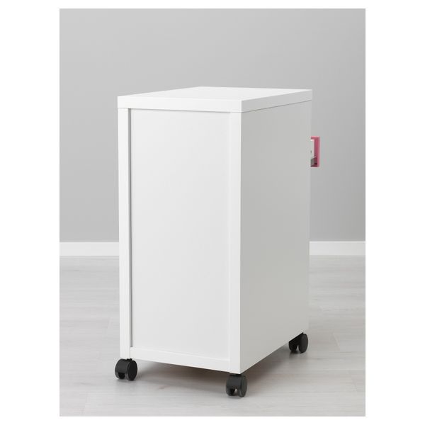 Тумба с ящиками на колесах МИККЕ, белый, розовый - схема-чертеж с размерами