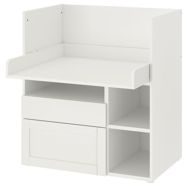Письменный стол, белый с рамой/с 2 ящиками 90x79x100 см IKEA SMÅSTAD СМОСТАД 393.922.81 - фото 1