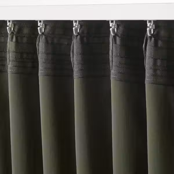 MAJGULL Гардины, блокирующие свет, 2 шт. - темно-зеленый/с лентой 145x300 см - фото 4