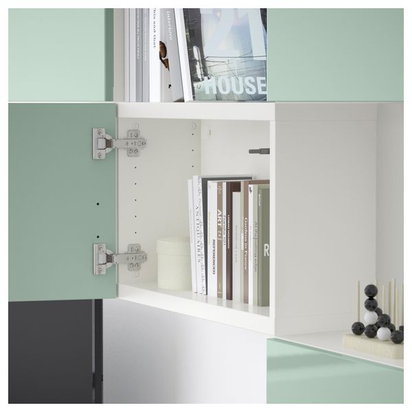 Шкаф для ТВ, комбинация БЕСТО, белый, Сельсвикен глянцевый/серо-зеленый светлый (240x20/40x204 см) - фото 4