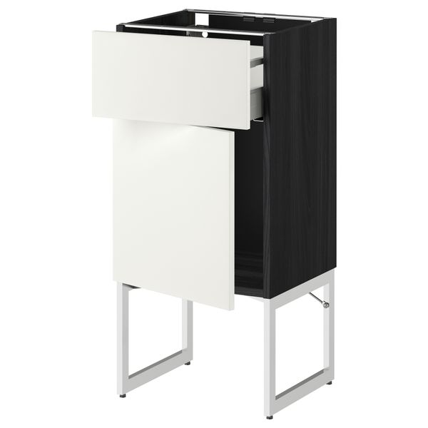 Напольный шкаф с ящиком, дверью МЕТОД / МАКСИМЕРА, черный, Хэггеби белый - схема-чертеж с размерами