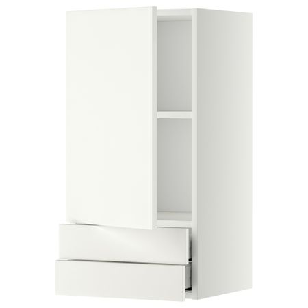 Навесной шкаф с дверцей, 2 ящика МЕТОД / МАКСИМЕРА, белый, Хэггеби белый