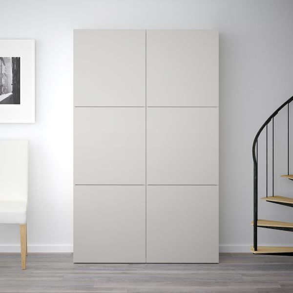 Комбинация для хранения с дверцами, белый/Лаппвикен светло-серый 120x40x192 см IKEA БЕСТО 392.471.52 - фото 3