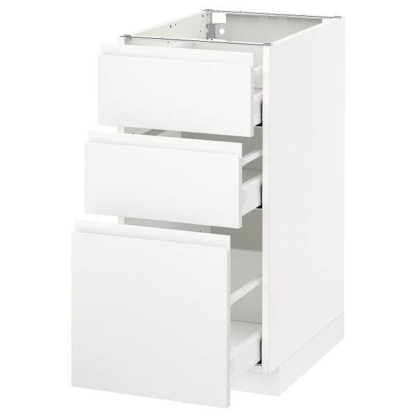 Напольный шкаф с 3 ящиками, белый/Воксторп матовый белый 40x60 см IKEA METOD МЕТОД / MAXIMERA МАКСИМЕРА 592.385.14 - фото 1