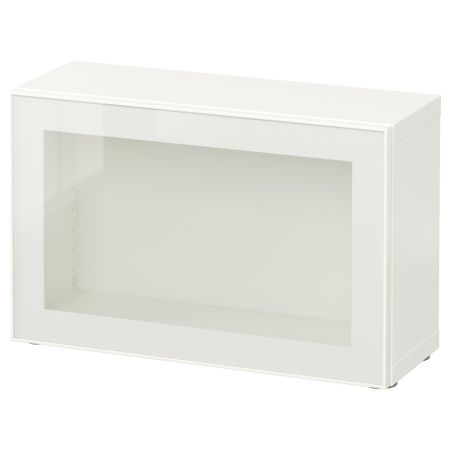 Стеллаж со стеклянной дверью БЕСТО, белый, Глассвик белый/прозрачное стекло (60x20x38 см)