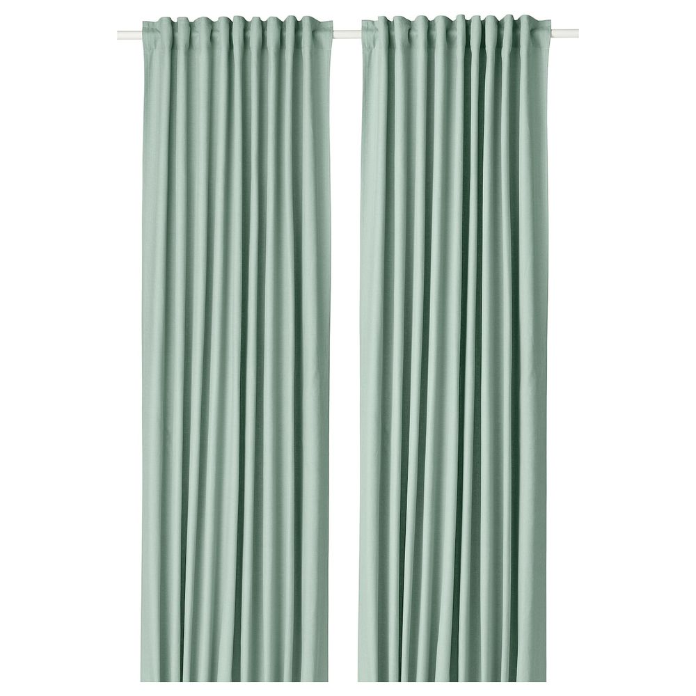 Гардины, 2 шт., зеленый 145x300 см IKEA TIBAST ТИБАСТ 604.280.18 - фото 1