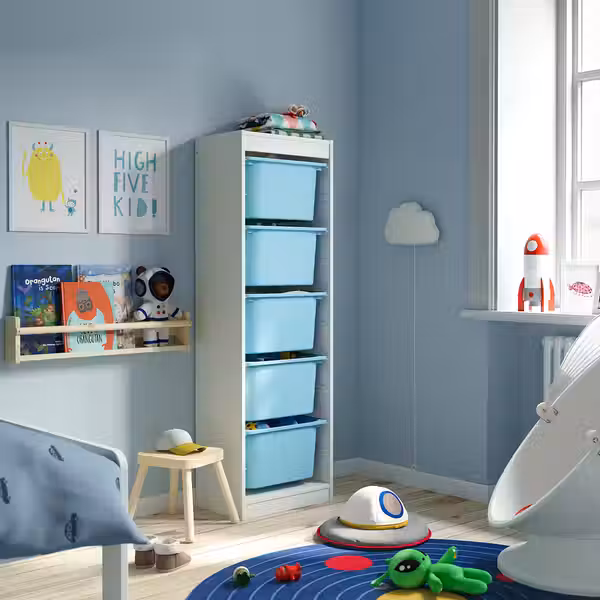 TROFAST Комбинация д/хранения+контейнеры - белый/голубой 46x30x145 см - фото 2