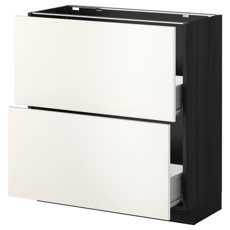 Напольный шкаф с 2 ящиками МЕТОД / ФОРВАРА, черный, Веддинге белый