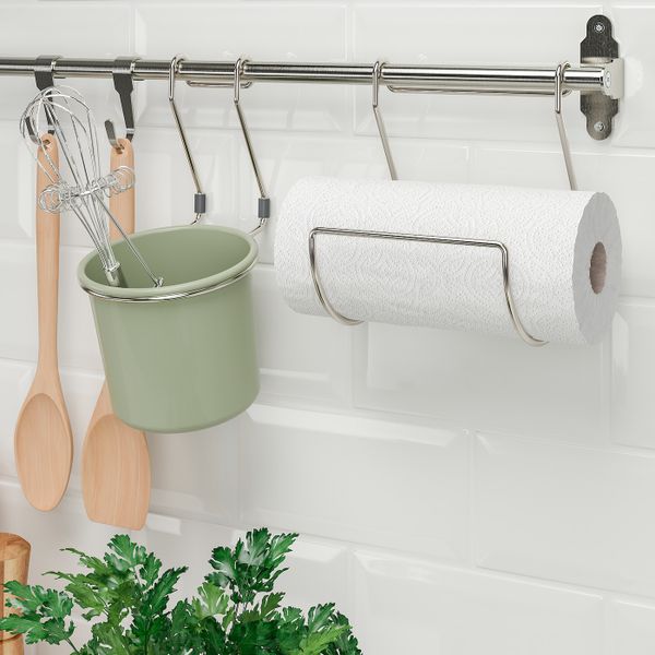 Кухонный рулонодержатель, никелированный IKEA HULTARP ГУЛЬТАРП 204.628.39 - схема-чертеж с размерами