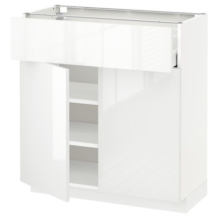 Напольный шкаф с ящиком/2дверцами, белый/Рингульт белый 80x37 см IKEA METOD МЕТОД / MAXIMERA МАКСИМЕРА 494.472.21