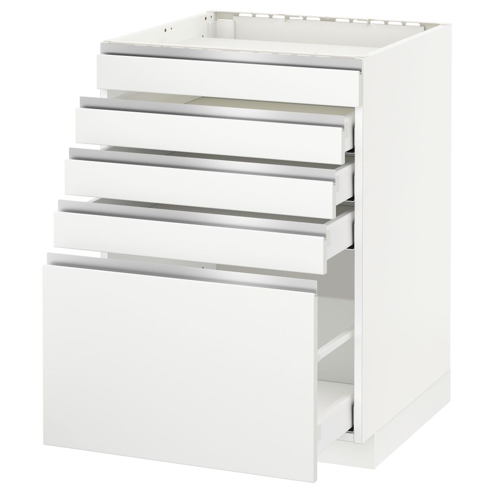Напольный шкаф для варочной панели, 5 фасадов, 4 ящиков МЕТОД / МАКСИМЕРА, белый, Нодста белый - схема-чертеж с размерами