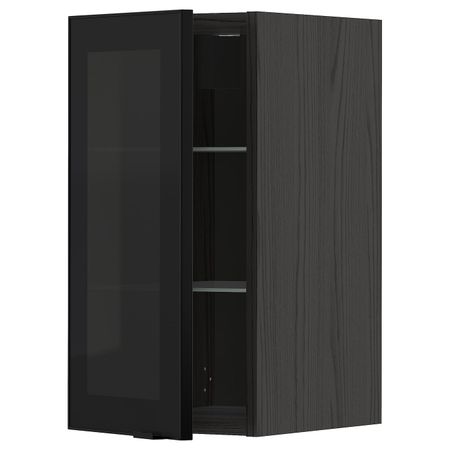 Навесной шкаф с полками, стекляными дв, черный/Ютис дымчатое стекло 30x60 см IKEA МЕТОД 793.042.92