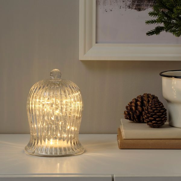 Светодиодное настольное украшение, с батарейным питанием форма колокола/большой прозрачный IKEA STRÅLA СТРОЛА 404.766.37 - фото 1