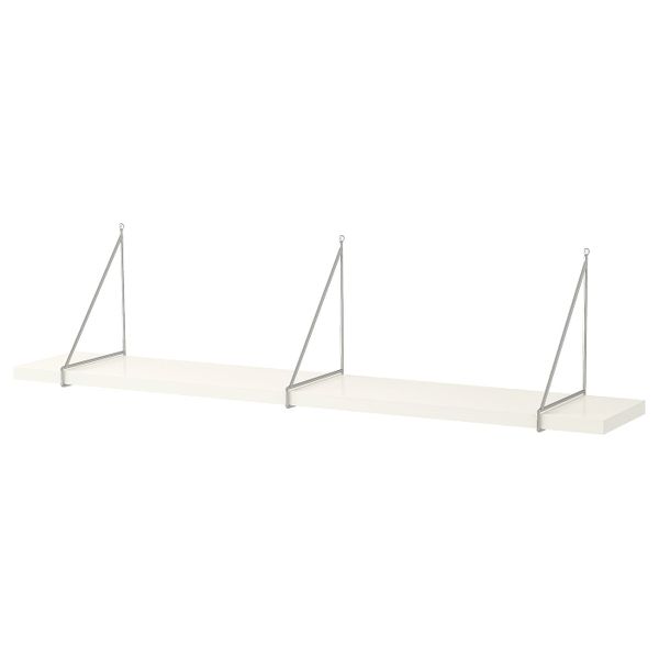 Полка навесная, белый/хромированный 120x20 см IKEA BERGSHULT БЕРГСХУЛЬТ / PERSHULT ПЕРСГУЛЬТ 292.907.06 - фото 1