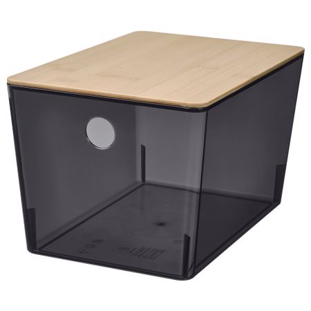 Контейнер с крышкой, прозрачный черный бамбук, 18x26x15 см IKEA KUGGIS КУГГИС 895.612.95