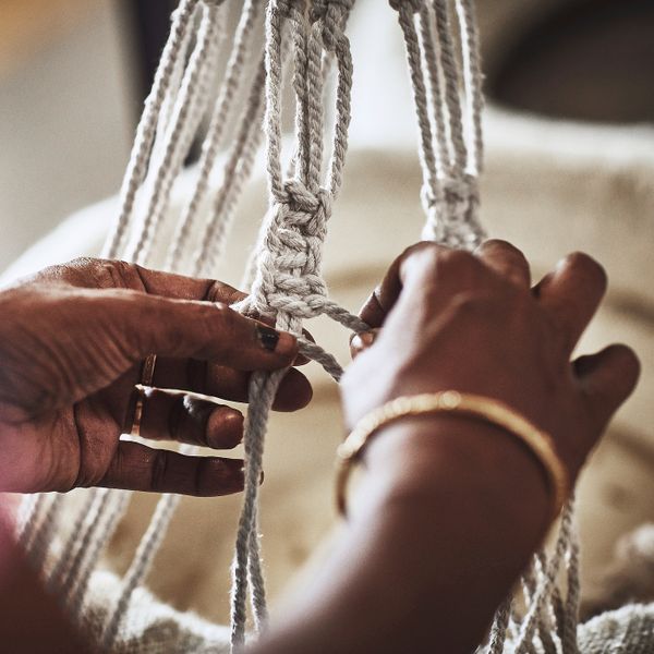 Подвесной держатель для кашпо, бежевый ручная работа IKEA BOTANISK БОТАНИСК 504.665.67 - схема-чертеж с размерами