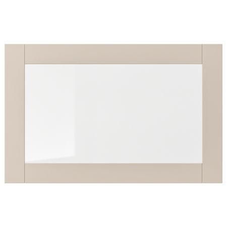 Стеклянная дверь, светлый серо-бежевый/прозрачное стекло 60x38 см IKEA SINDVIK СИНДВИК 304.909.26