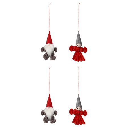 Подвесные украшения, 4 предм., Санта Клаус красный/серый 10.5 см IKEA VINTER 2020 ВИНТЕР 2020 304.672.66
