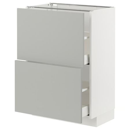 METOD / MAXIMERA Напольный шкаф с 2 ящиками - белый/Havstorp светло-серый 60x37 см