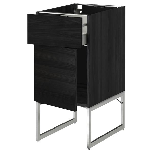 Напольный шкаф с ящиком, дверью МЕТОД / МАКСИМЕРА, черный, Тингсрид черный - схема-чертеж с размерами