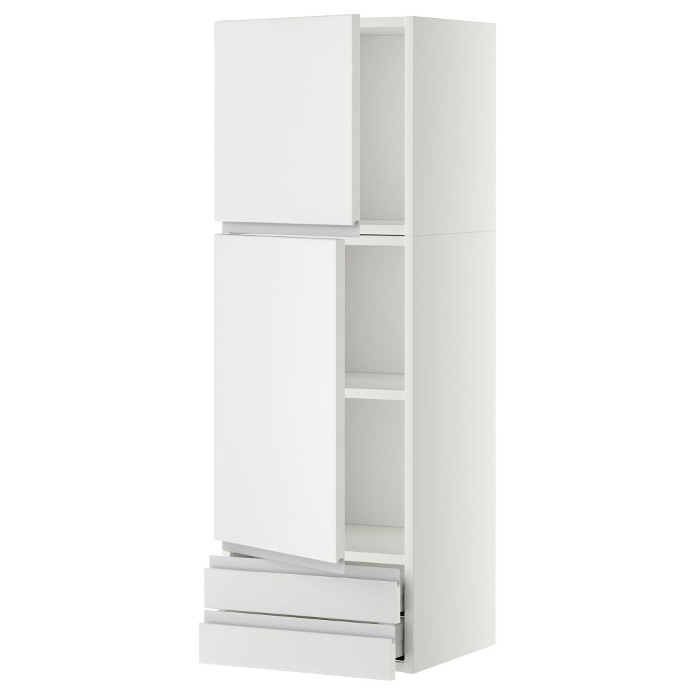 Навесной шкаф, 2 дверцы, 2 ящика МЕТОД / МАКСИМЕРА, белый, Нодста белый - фото 1