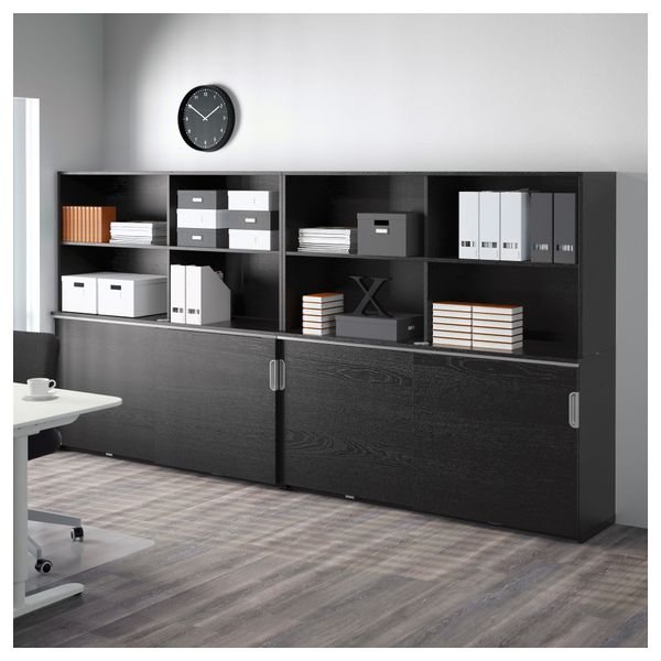 Комбинация для хранения с раздвижной дверцами ГАЛАНТ, черно-коричневый (320x160 см) - фото 2