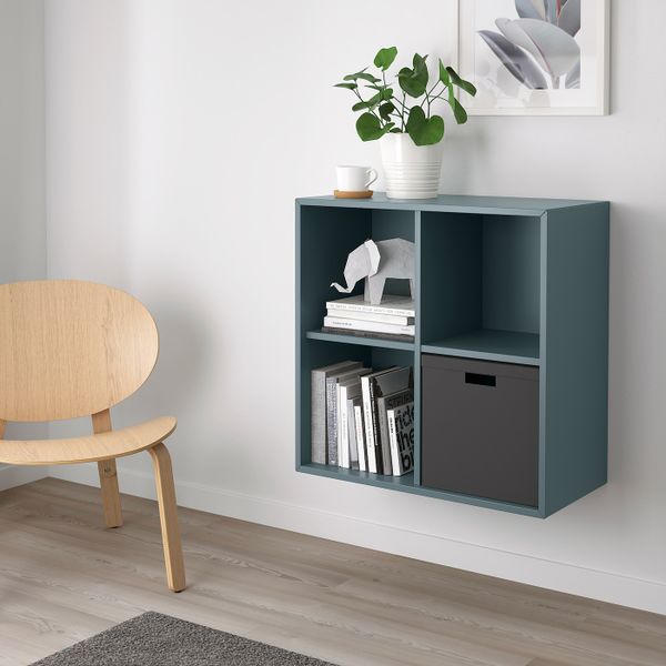 Навесной модуль с 4 отделениями, серо-бирюзовый 70x35x70 см IKEA EKET ЭКЕТ 393.854.93 - фото 2