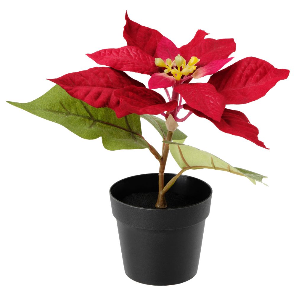 Искусственное растение в горшке ФЕЙКА, "Рождественская звезда" красный (9 см) - фото 1