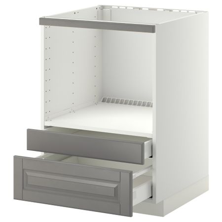 Напольный шкаф для комбинирования СВЧ, ящики МЕТОД / МАКСИМЕРА, белый, Будбин серый (60x60 см)