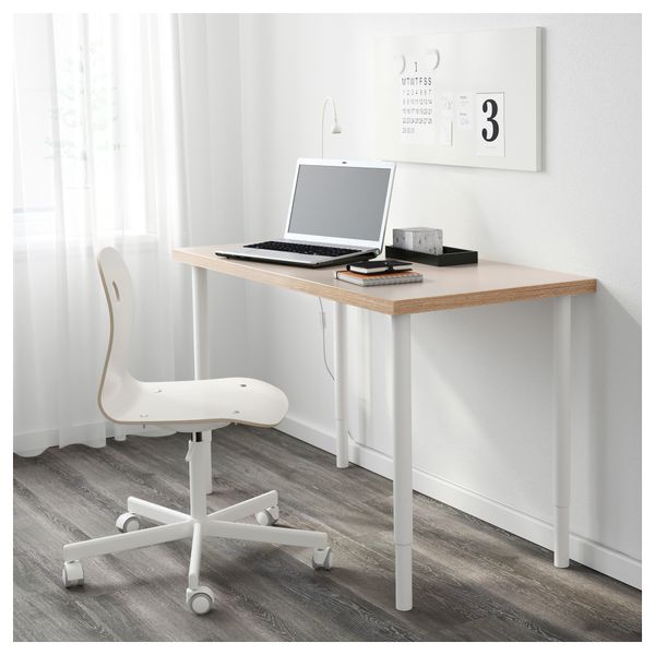 Стол ЛИННМОН / ОЛОВ, бежевый, белый (120x60 см) - фото 2