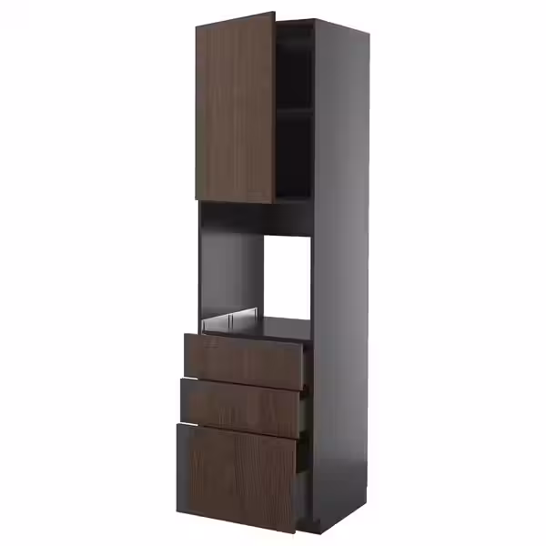 METOD / KNIVSHULT Высокий шкаф д/духовки/дверь/3ящика - фото 1