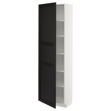 Высокий шкаф с полками, белый/Лерхюттан черная морилка 60x37x200 см IKEA METOD МЕТОД 992.584.25