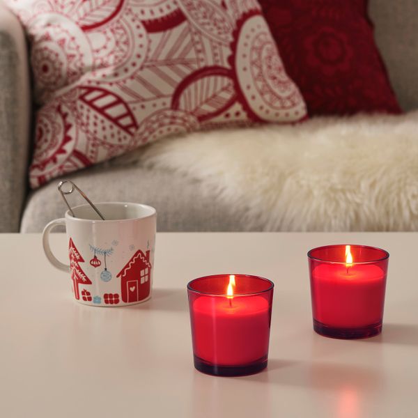 Ароматическая свеча в стакане, красный Пять зимних пряностей, красный, 7.5 см IKEA ВИНТЕРФЕСТ 204.321.16 - фото 2