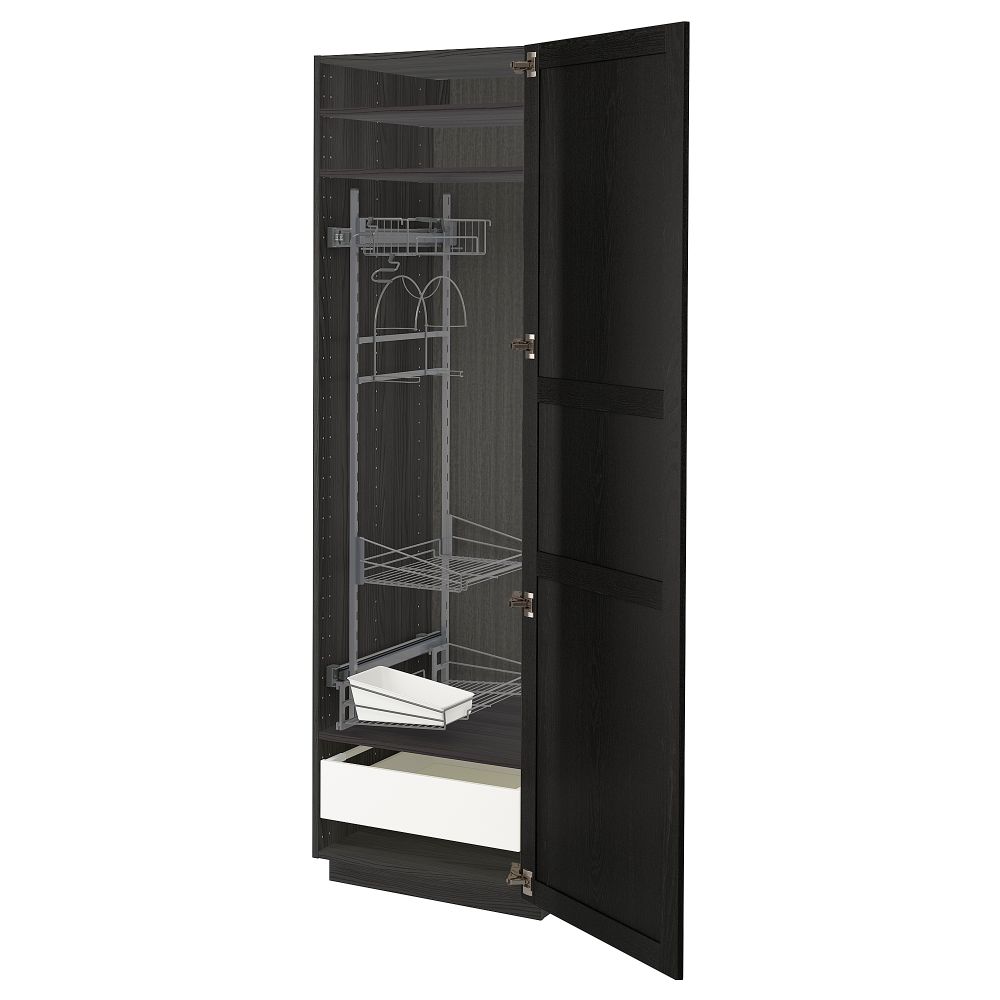 Высокий шкаф с отделением для аксессуаров для уборки, 60x60x200 cm IKEA METOD МЕТОД, MAXIMERA МАКСИМЕРА 193.597.01 - фото 1