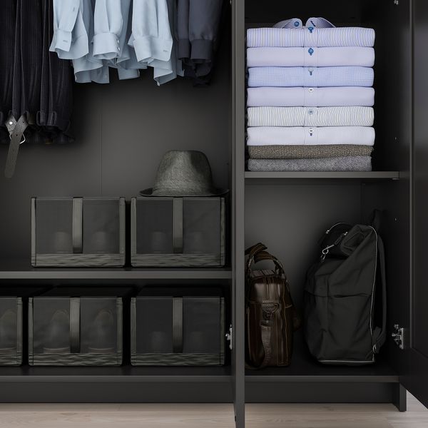 Шкаф платяной 3-дверный, черный, 117x190 см IKEA BRIMNES БРИМНЭС 604.075.77 - фото 6