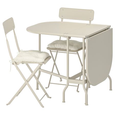 Стол + 2 складных стула,д/сада, бежевый/Куддарна бежевый IKEA САЛЬТХОЛЬМЕН 192.863.14