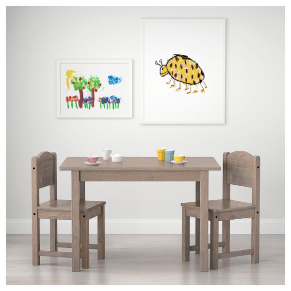 Стол детский СУНДВИК, серо-коричневый (76x50 см) - схема-чертеж с размерами