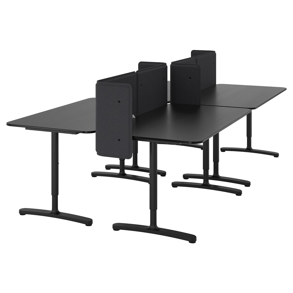 Стол с экраном, ясеневый шпон, черная морилка, черный 320x160 55 см IKEA БЕКАНТ 192.880.68 - фото 1